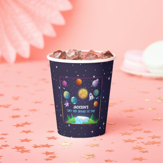 Space First Birthday Cup - Eerste reis Papieren Bekers (Insitu)
