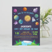Space First Birthday Invitation - Eerste reis Kaart (Staand voorkant)