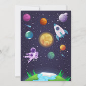 Space First Birthday Invitation - Eerste reis Kaart (Achterkant)
