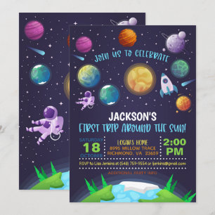 Space First Birthday Invitation - Eerste reis Kaart