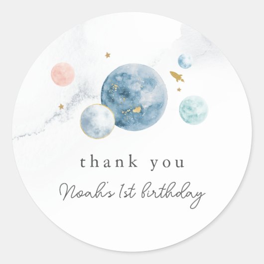 Space First Birthday Stickers (Voorkant)