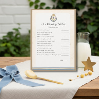 Space First Birthday Trivia game card Feestdagenkaart