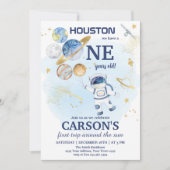 Space First Outer Space First Birthday Kaart (Voorkant)