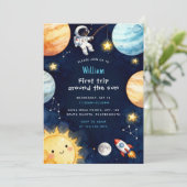 Space First Trip Around The Sun 1st Birthday Kaart (Staand voorkant)