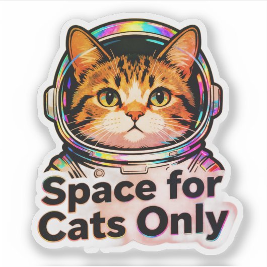Space for Cats Only – Astronaut Cat Mom Holographi Sticker (Voorkant)