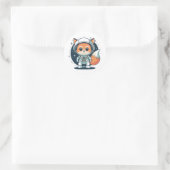Space fox schattige cartoon ronde sticker (Tas)