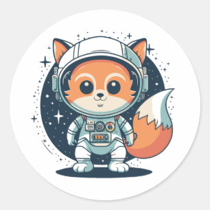 Space fox schattige cartoon ronde sticker