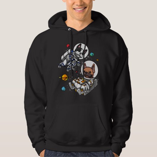 Space French Bulldog Astronaut Dog Hoodie (Voorkant)