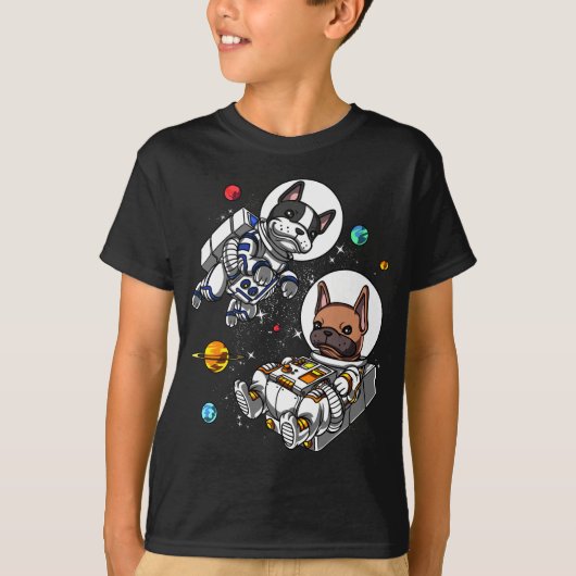Space French Bulldog Astronaut Dog T-shirt (Voorkant)