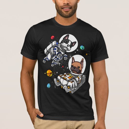 Space French Bulldog Astronaut Dog T-shirt (Voorkant)