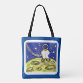 Space Fun Astronaut Bordspel Stuk Tote Bag (Achterkant)
