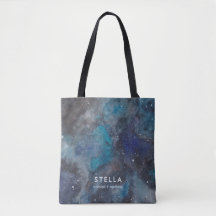 Space Galaxy Aangepaste naam Stars Canvas tas