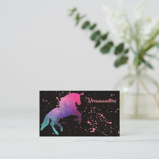 Space Galaxy Abstract Unicorn Splash Visitekaartje (Staand voorkant)