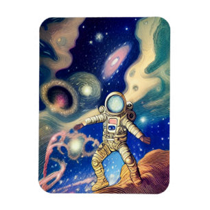 Space Galaxy Astronaut Illustratie Kunstmagneet Magneet
