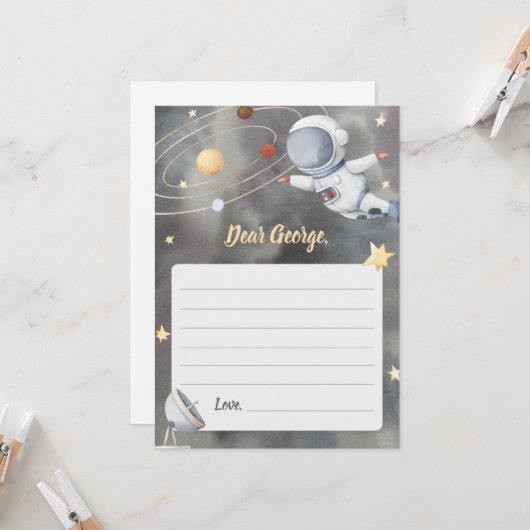 Space Galaxy Astronaut Time Capsule Sign Kaart (Voorkant / Achterkant in situ)