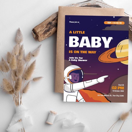 Space Galaxy Baby shower Invitation Kaart