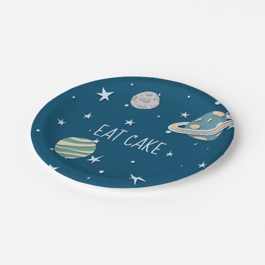Space Galaxy Boy Verjaardag Papieren Bordje (Gekanteld)