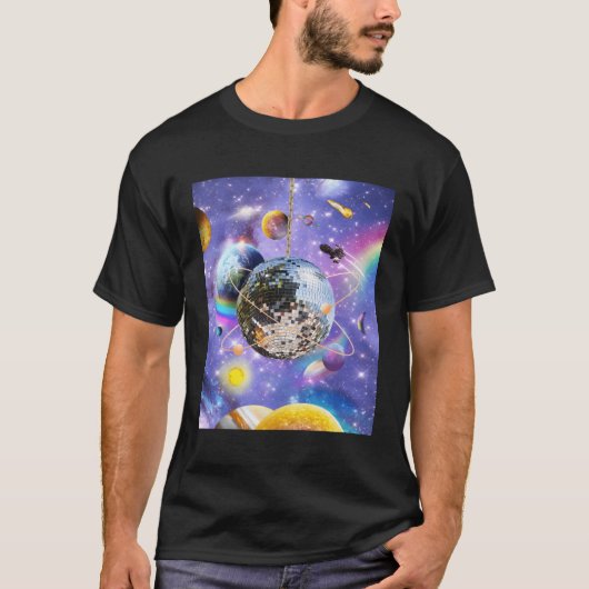 Space Galaxy Disco Ball T-shirt (Voorkant)