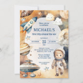 Space Galaxy Eerste reis rond de zon Verjaardag Kaart (Voorkant)