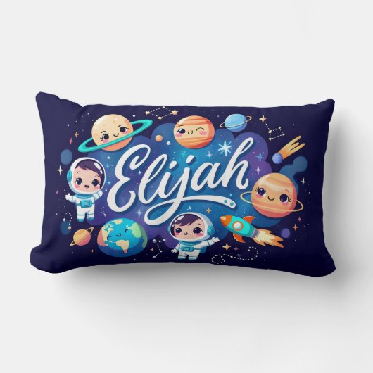 Space Galaxy Elijah gepersonaliseerd Sierkussen Kussen (Voorkant)