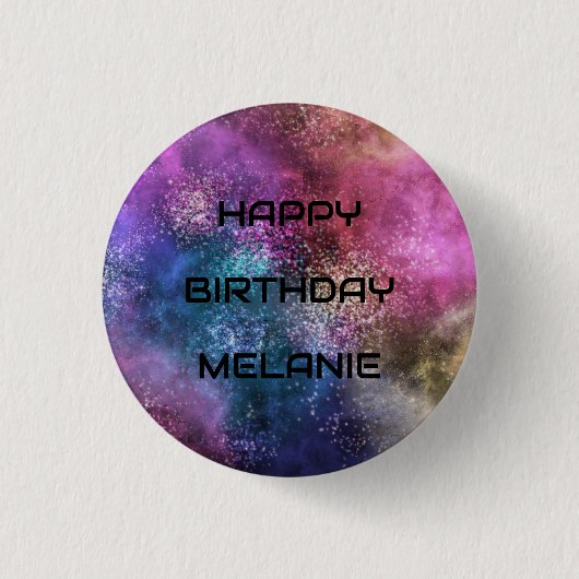Space Galaxy Happy Birthday Ronde Button 3,2 Cm (Voorkant)
