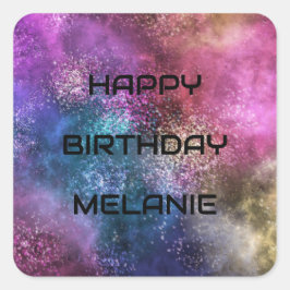 Space Galaxy Happy Birthday Vierkante Sticker