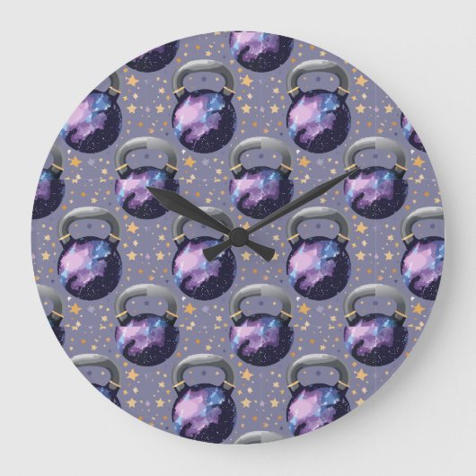 Space Galaxy Kettlebell Grote Klok (Voorkant)