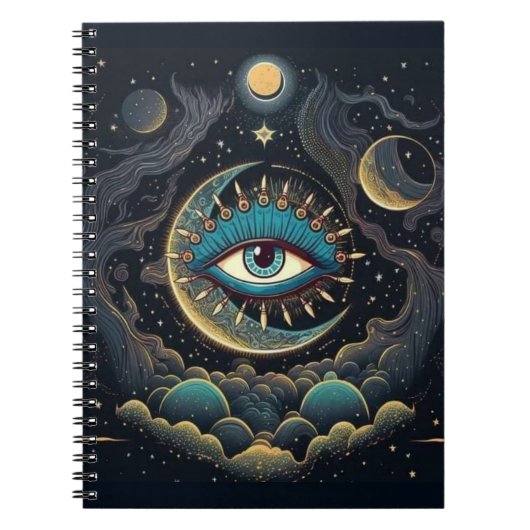 Space Galaxy Maan Oog Notitieboek (Voorkant)