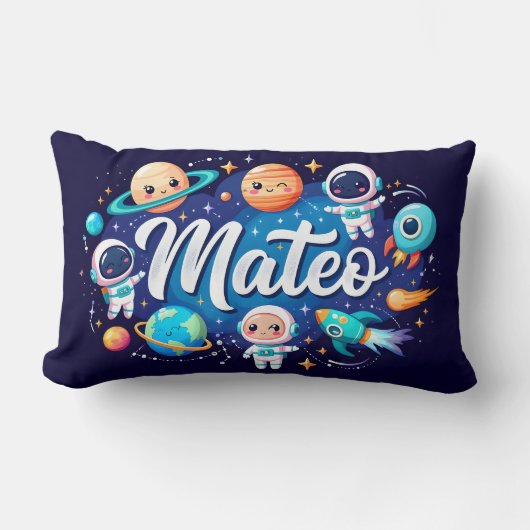 Space Galaxy Mateo gepersonaliseerd Sierkussen Kussen (Voorkant)
