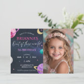 Space Galaxy Meisje 3e 5e 6e 7e 8 Foto Verjaardag Kaart (Staand voorkant)