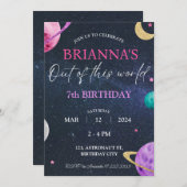 Space Galaxy Meisje 3e 5e 6e 7e 8e 9e Verjaardag Kaart (Voorkant / Achterkant)