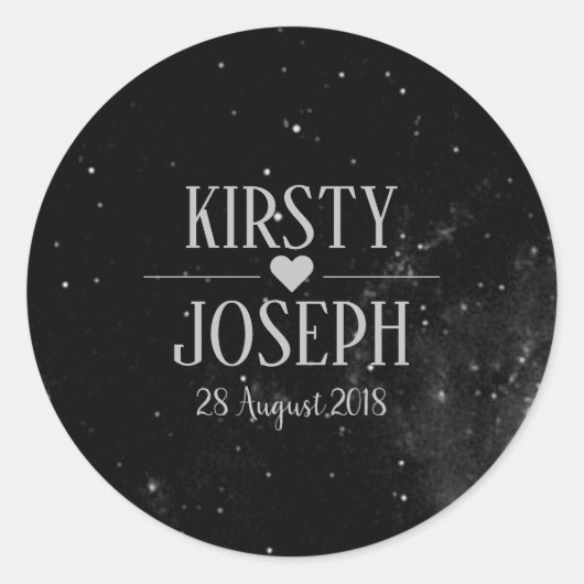 Space Galaxy Monogram Silver Wedding Sticker (Voorkant)