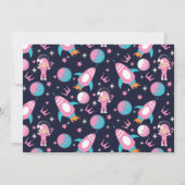 Space Galaxy Pink Princess Astronaut Birthday Kaart (Achterkant)