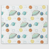 Space Galaxy Planets, Stars & Rocket  Orbits astro Cadeaupapier (Vlak)