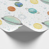 Space Galaxy Planets, Stars & Rocket Orbits astro Cadeaupapier (Hoek)
