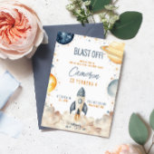 Space Galaxy Raket Schip Verjaardagsfeest Kaart