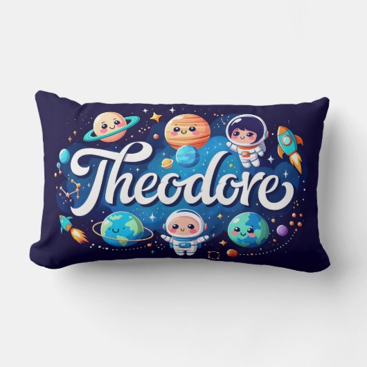 Space Galaxy Theodore Gepersonaliseerd Sierkussen Kussen (Voorkant)
