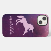 Space Galaxy unicorn leuk modern paarse iPhone Hoesje (Achterkant horizontaal)