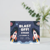 Space Galaxy Verjaardag Uitnodiging Kaart (Staand voorkant)