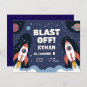 Space Galaxy Verjaardag Uitnodiging Kaart (Voorkant / Achterkant)