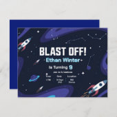 Space Galaxy Verjaardag Uitnodiging Kaart (Voorkant / Achterkant)