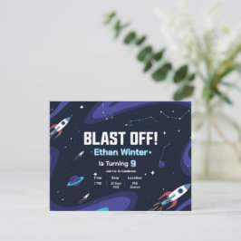 Space Galaxy Verjaardag Uitnodiging Kaart