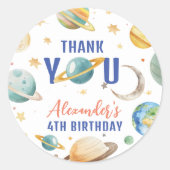 Space Galaxy Verjaardagsfeestje Ronde Sticker (Voorkant)