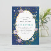 Space Galaxy Virtual Birthday Party Uitnodiging (Staand voorkant)