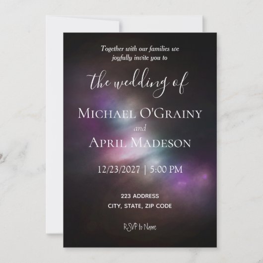 Space Galaxy Wedding Invitation Kaart (Voorkant)