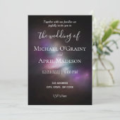 Space Galaxy Wedding Invitation Kaart (Staand voorkant)