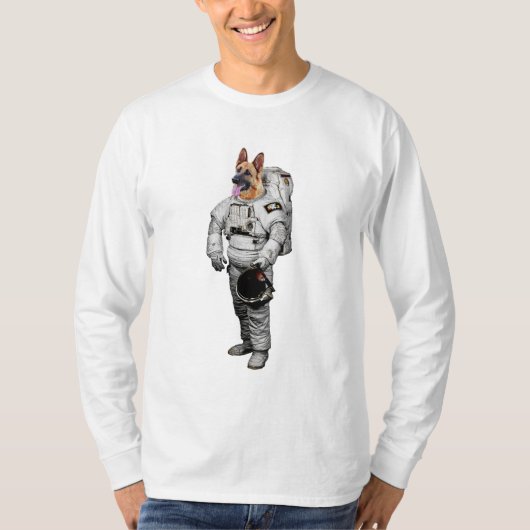 Space German Shepherd Long hoeve T-Shirt (Voorkant)