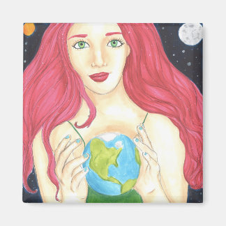 Space Girl - 2 inch vierkante magneet