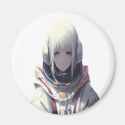 Space Girl Art Print – Kosmische avonturenmagneet Magneet (Voorkant)