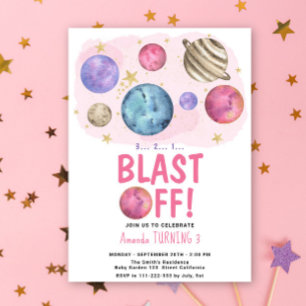 Space Girl Blast van verjaardagsfeest Kaart